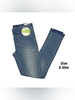 Girls Justice Jeggings Soft Blue Denim Pull On Skinny Leggings Size 8 Slim NEW
